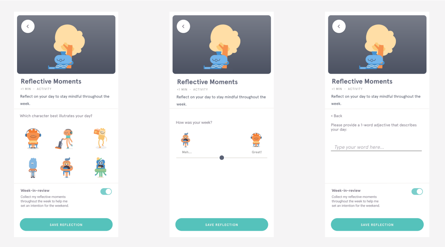 Image of reflective moments UI