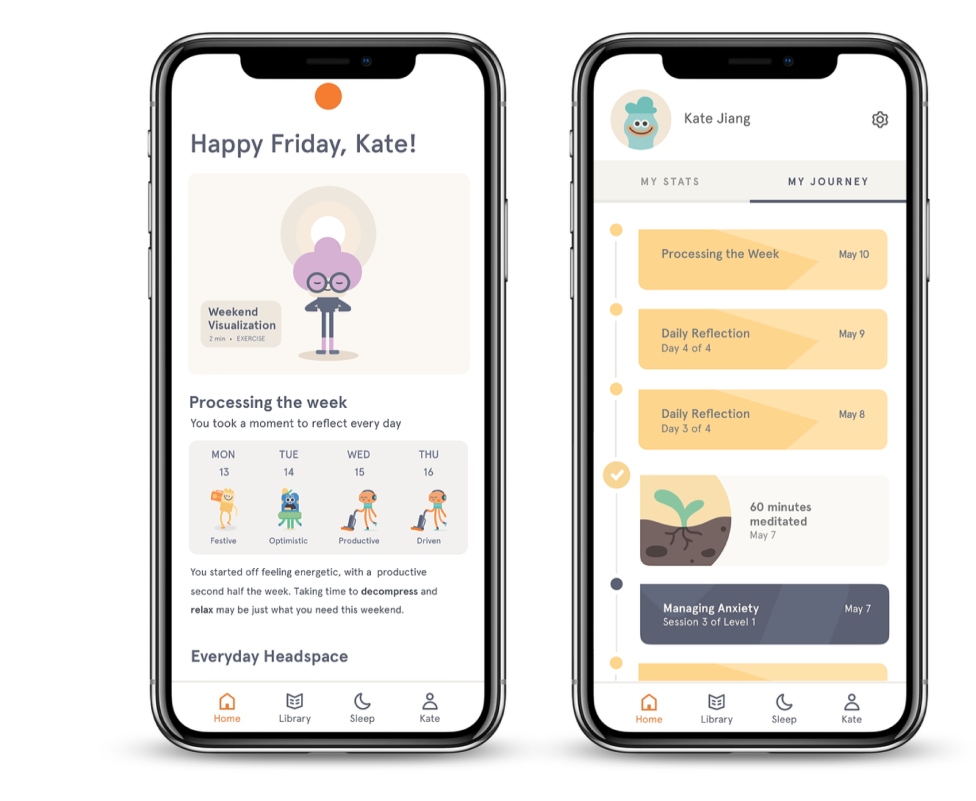 Headspace app Simple end of week report UI